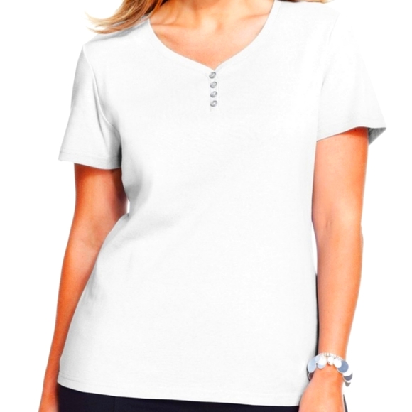 Karen Scott Tops - NWT KAREN SCOTT WOMAN Cotton Mock Henley S/S Top